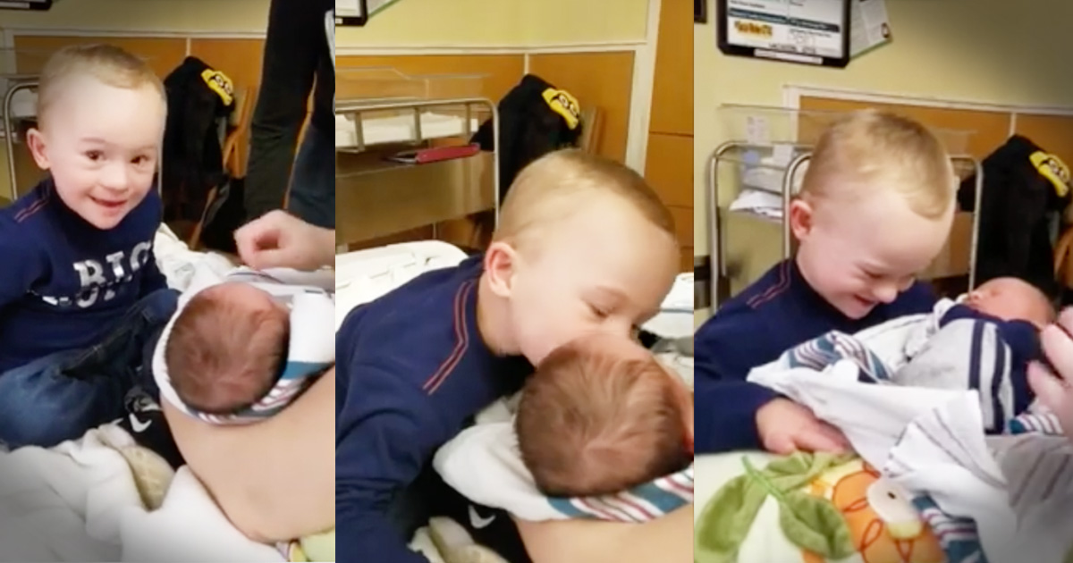 Little Boy's Face Is Priceless When Meeting His Baby Brother For The First Time