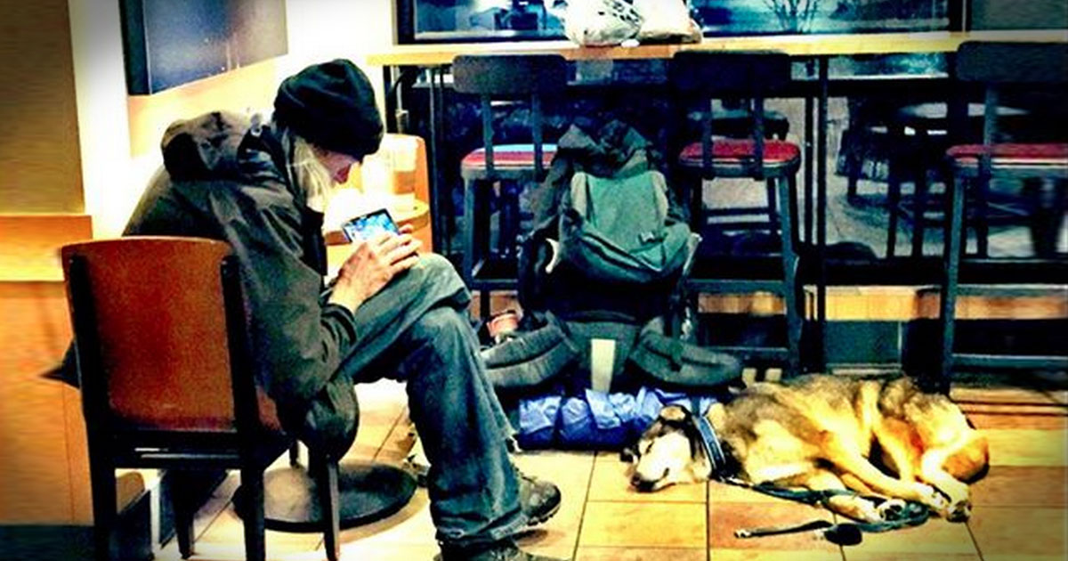 What Happened To This Homeless Man And His Dog In Starbucks--TEARS!