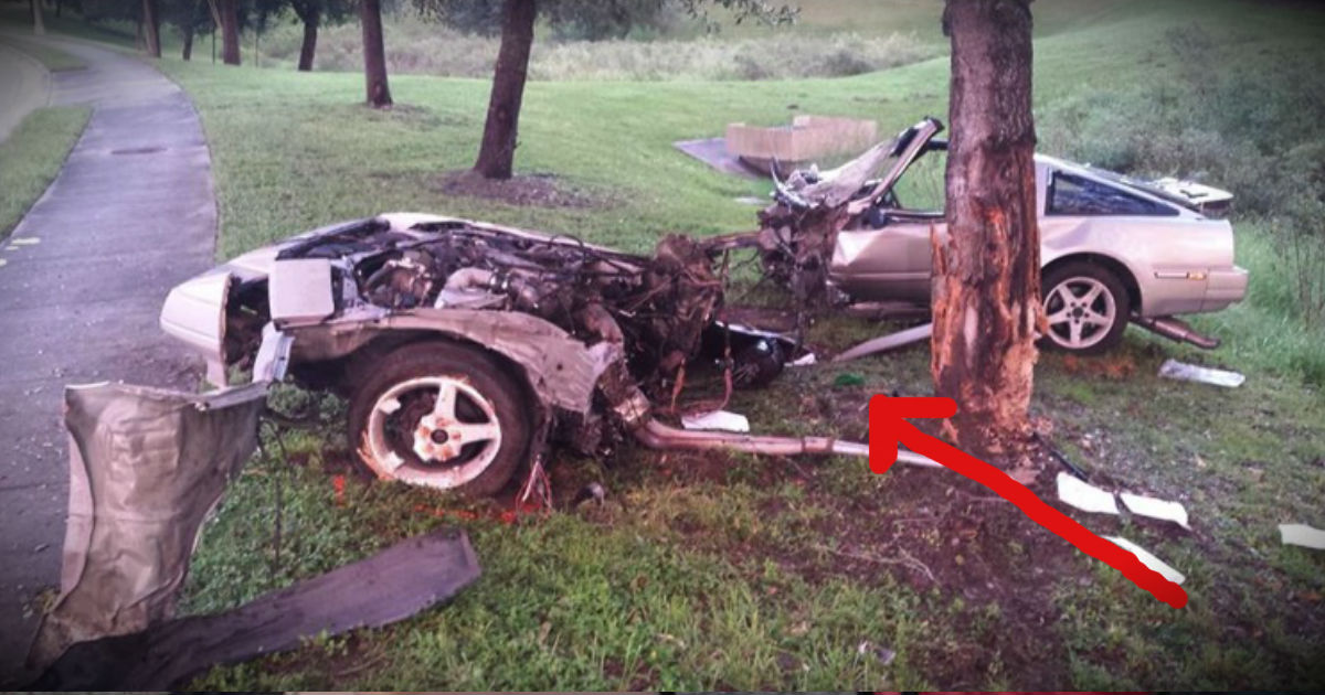 This Man Miraculously Survived A Horrific Crash That Split His Car In 2. WOW!