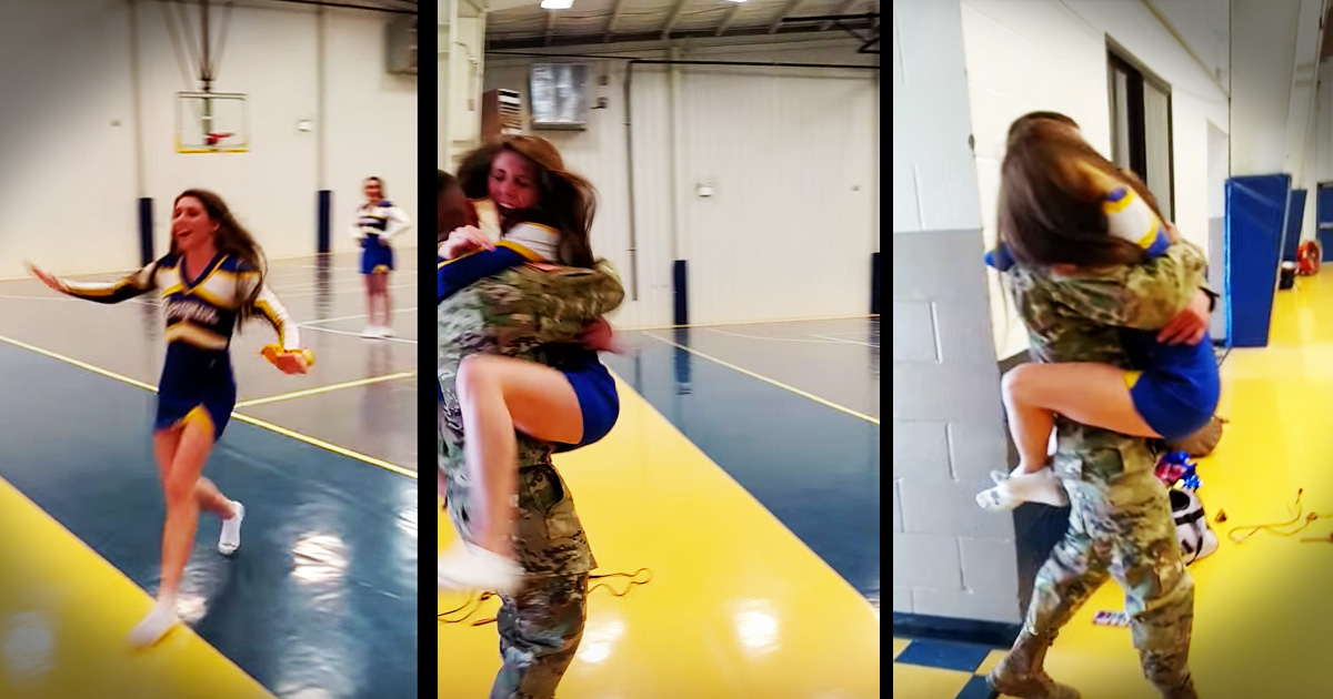 Cheerleader Gets Tearful Homecoming Surprise From Her Hero Big Brother