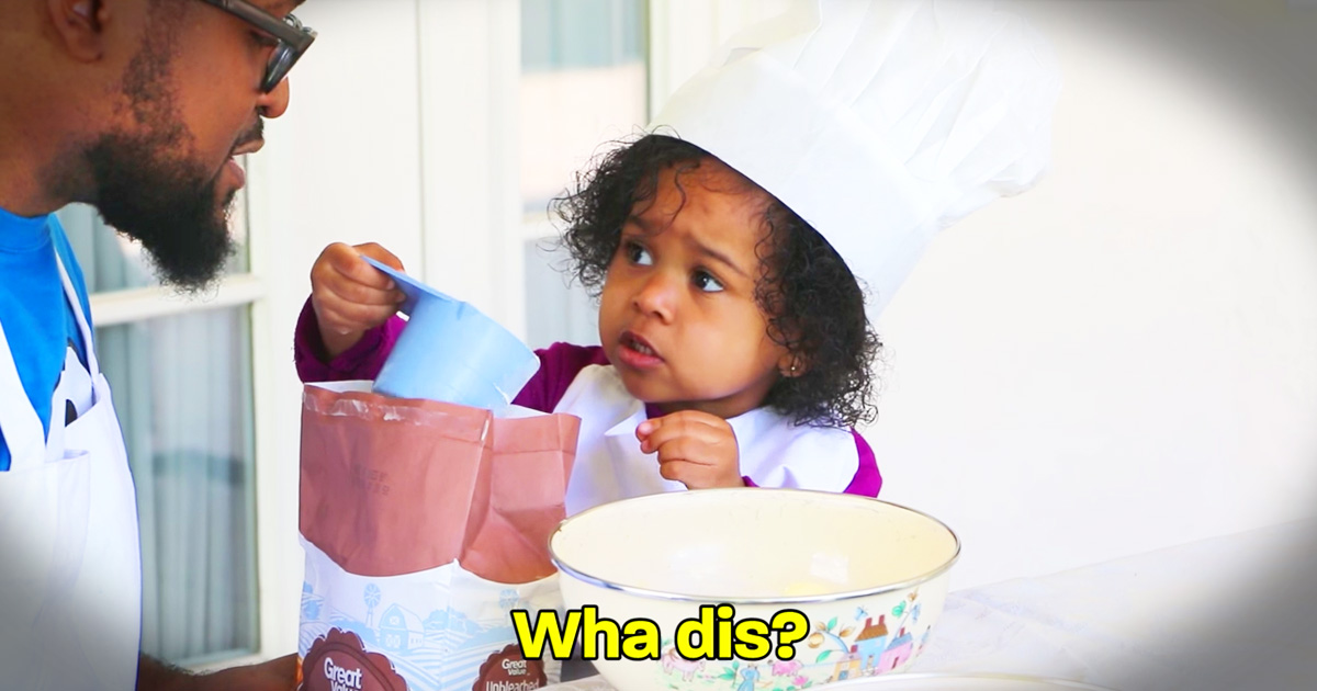 Dad Hilariously Tries To Bake A Cake With His Adorable Toddler